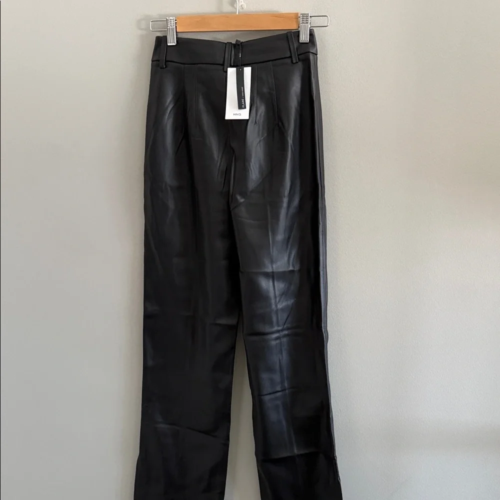 Mango Black Wide Leg Flare Pants with Ankle Slits - Picture 8 of 8